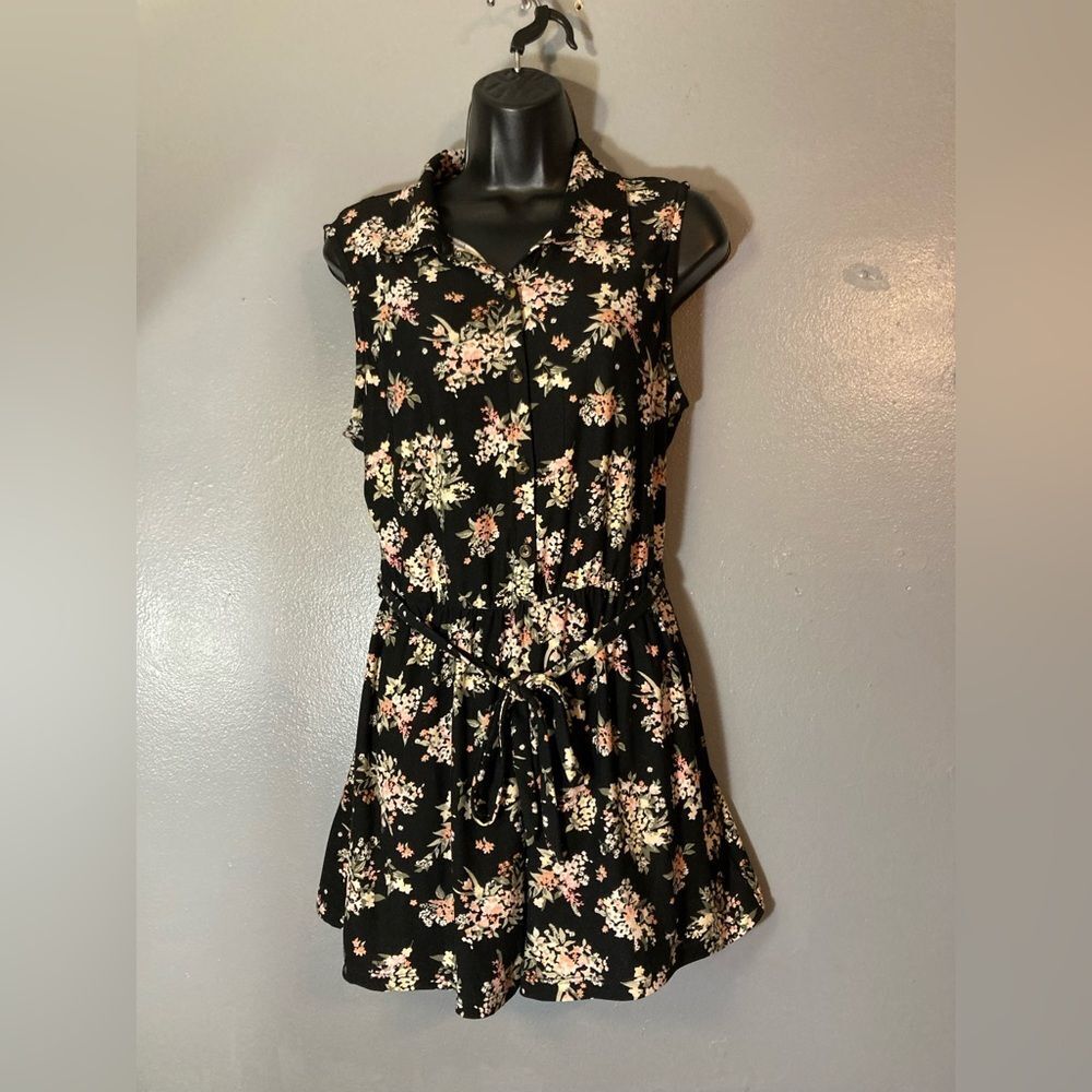 No Boundaries Black Floral lace open back romper